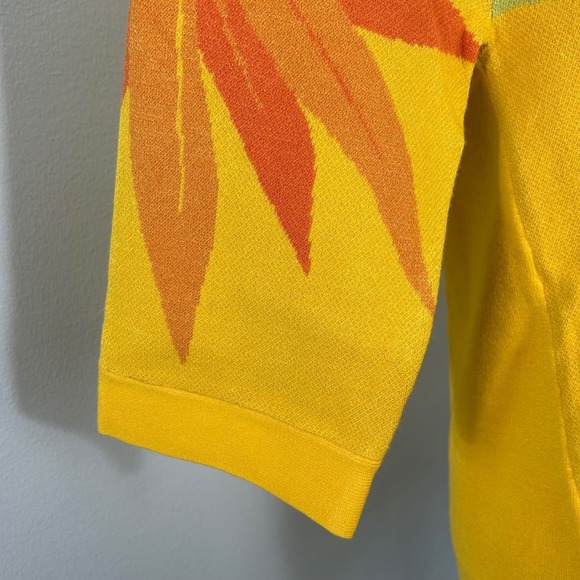 Soft Surroundings Yellow Tropical Bird of Paradise Knit Sweater 1/2 Sleeve Med - Picture 8 of 9